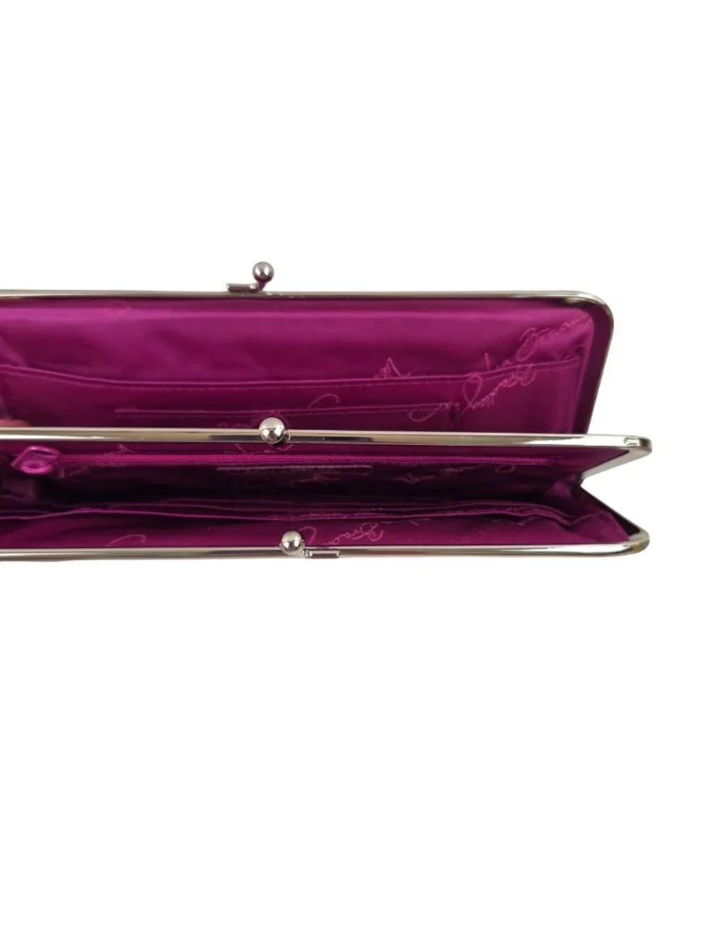 Vera Bradley Wallet Boysenberry Paisley Silver Tone Kiss Lock 2 Sections Retired - Picture 4 of 9